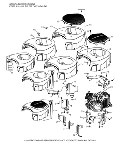 Kt745-3102 Blower Housing Diagram and Parts List for KT745-3102  Cub Cadet Lawn Tractor